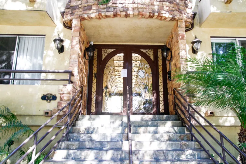The stairs leading up to the Whitsett Greens entrance