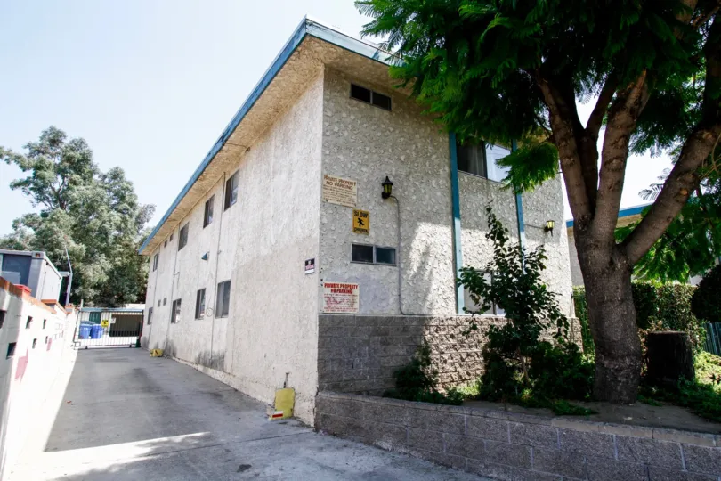 The rear view of the building at Emily Condominiums