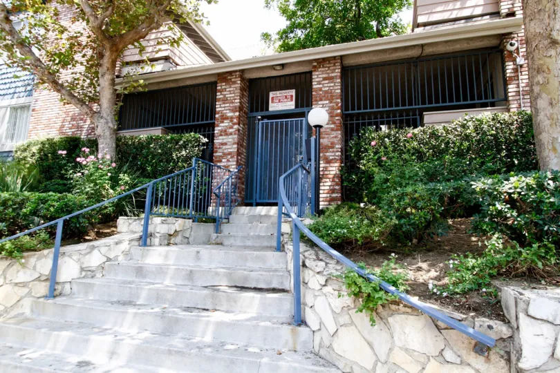 The stairs up to Kingsbury Townhomes in Sylmar California