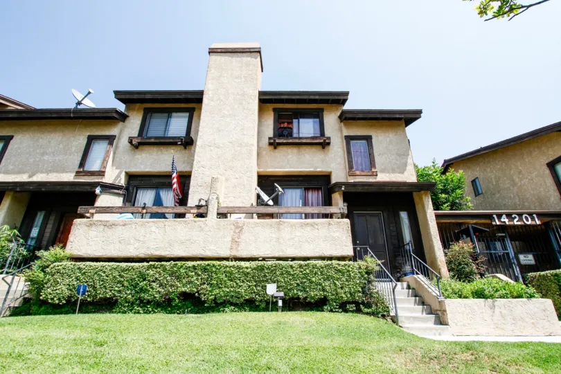 The windows in the building at North Club Villas in Sylmar California