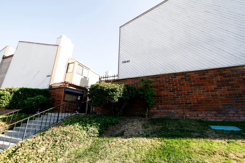 The landscaping around Burbank Townhomes