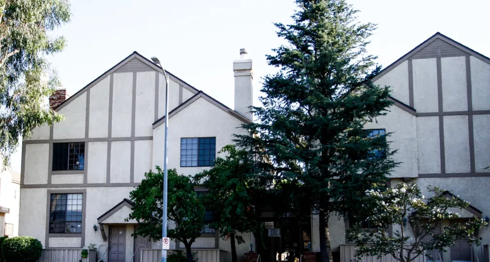 The trees in front of the Lindley Townhomes in CA California