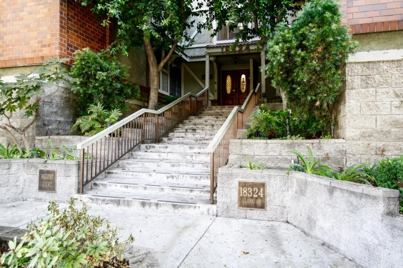 The address for Regent Court near the entrance