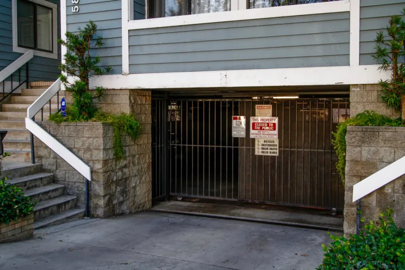 The parking for residents of Tarzana Atrium