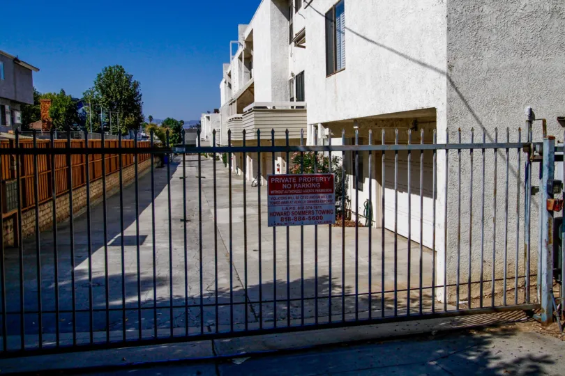 The gate into Tarzana Strawberry Villas