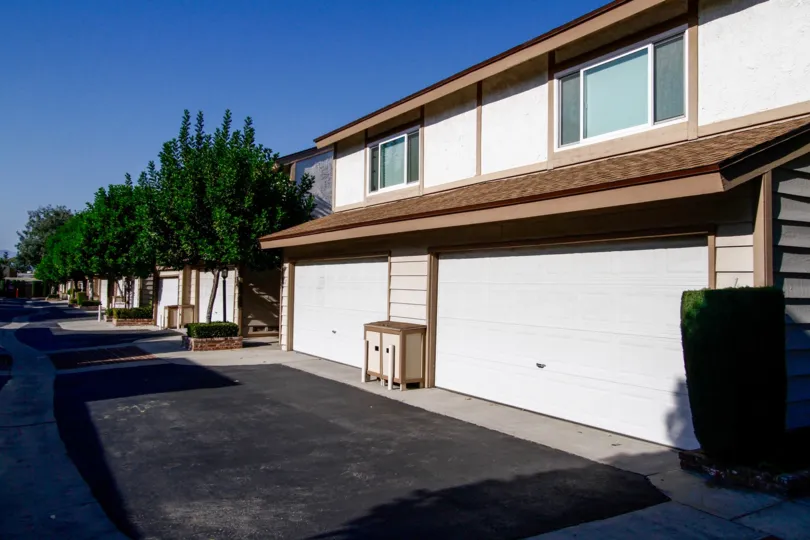 The garage for resident parking at Tarzana Woods in CA California