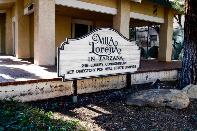 The Villa Lorena sign at CA California