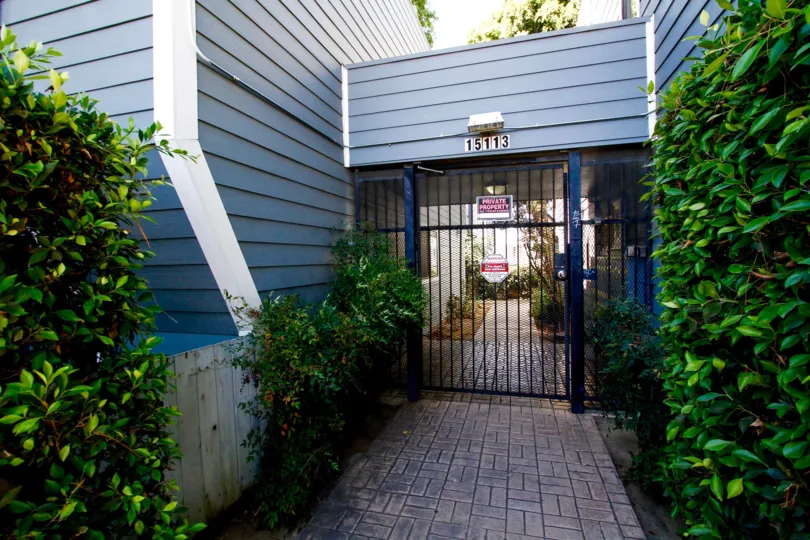 The gate into Apsen Village in Van Nuys