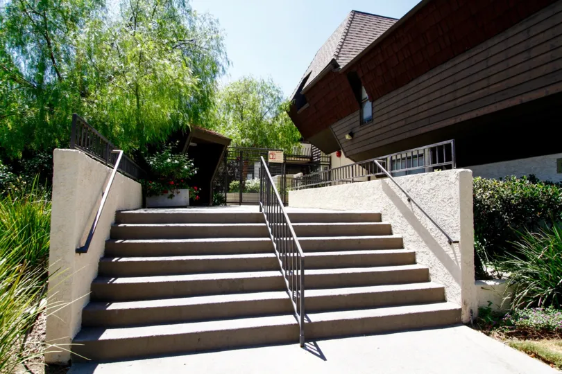 The stairs leading up to the Parkwood Van Nuys located in Van Nuys