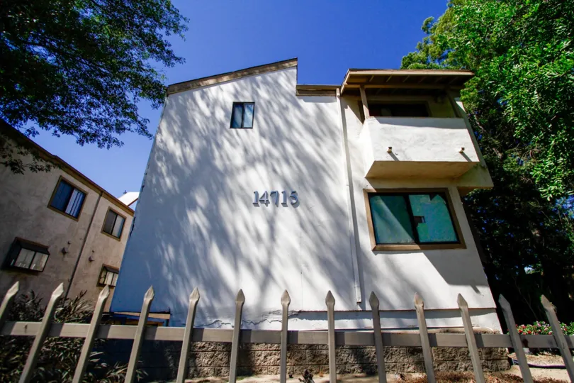 The address of Saticoy Villas on the building
