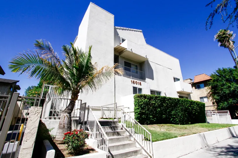 The stairs leading up to Sherman Way Manor