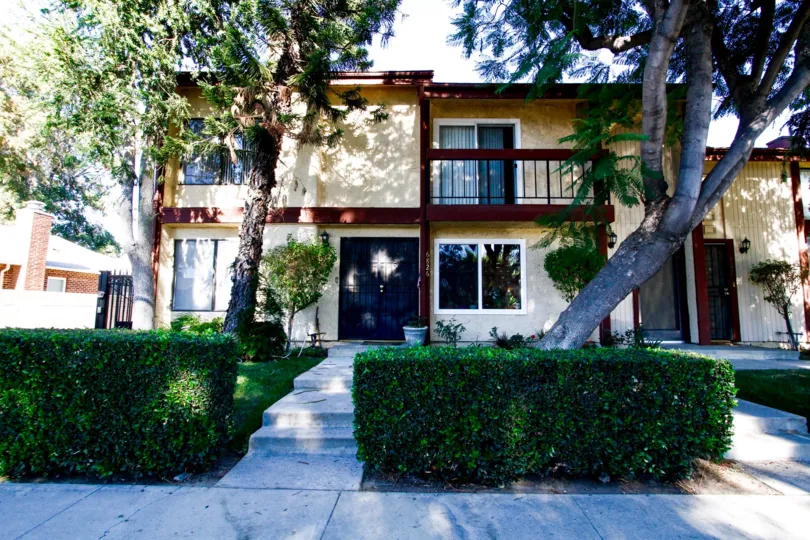The entrance into Vanowen Forbes Townhomes in Van Nuys