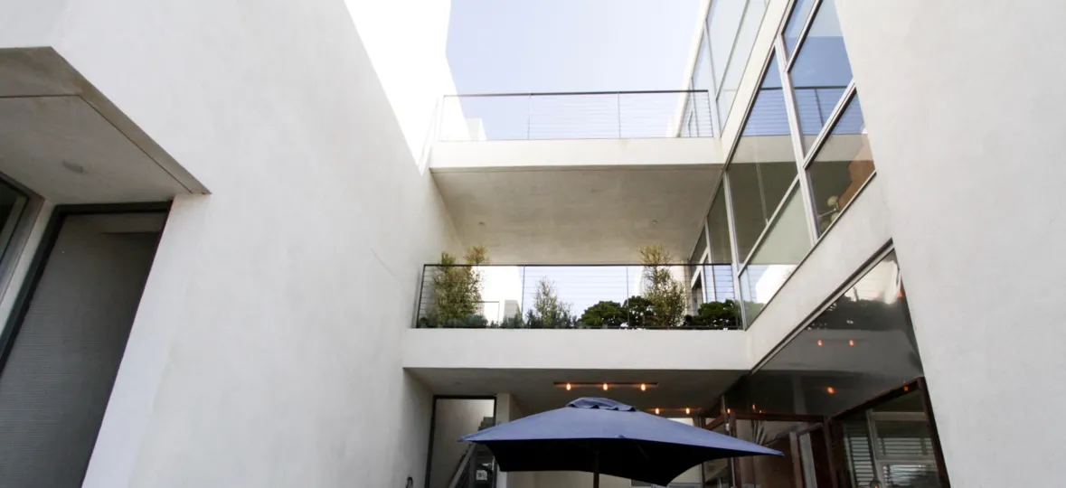 The platform between buildings at AK Live Work