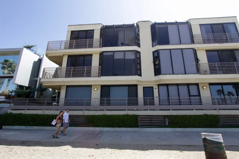 The sidewalk in front of Oceanfront Manors