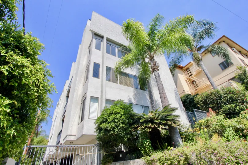 green surroundings and tall Buildings of 1021 Westmount, West Hollywood, California
