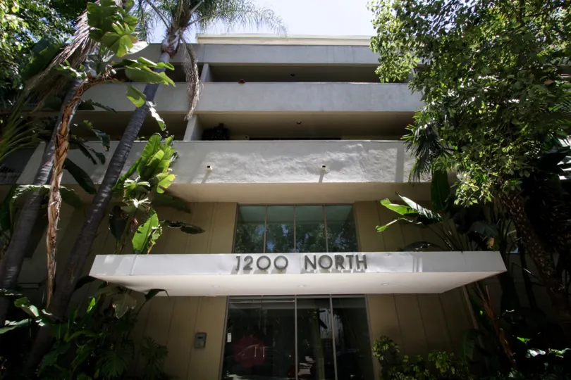 The entrance into 1200 N Flores in West Hollywood