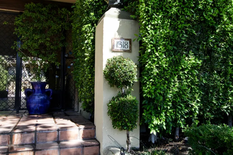 The address at the entrance of 1318 N Crescent Heights in West Hollywood