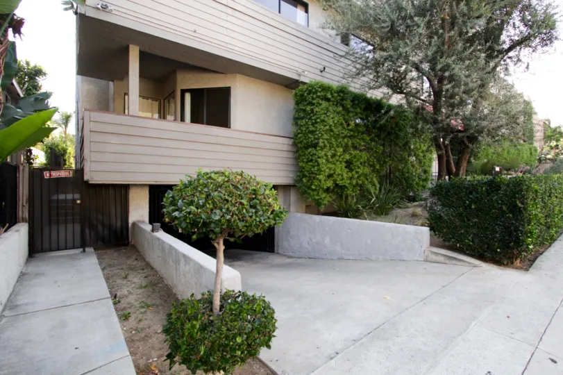 The parking area for residents at 839 Larrabee in West Hollywood