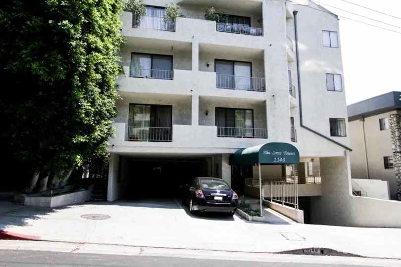 The parking garage for Alta Loma Towers in West Hollywood
