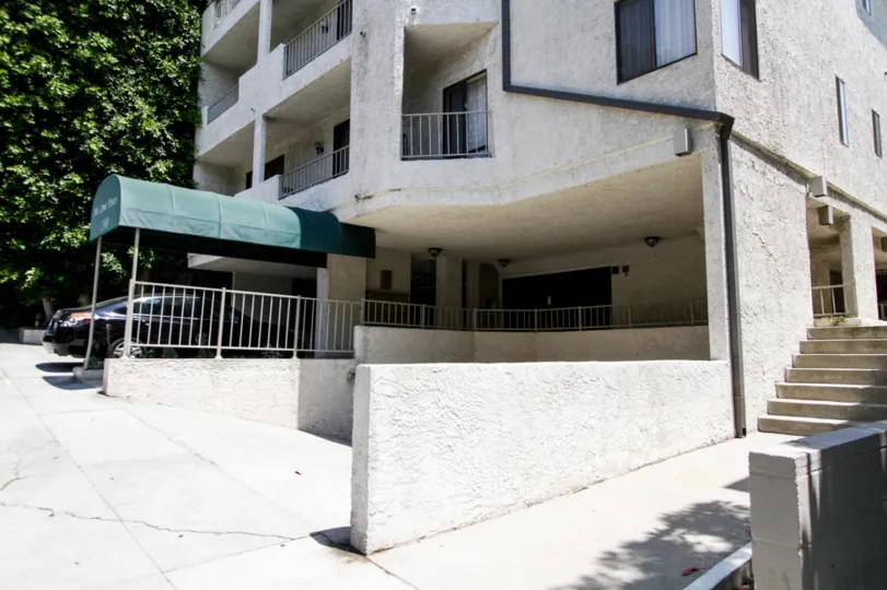 The sidewalk alongside Alta Loma Towers in West Hollywood