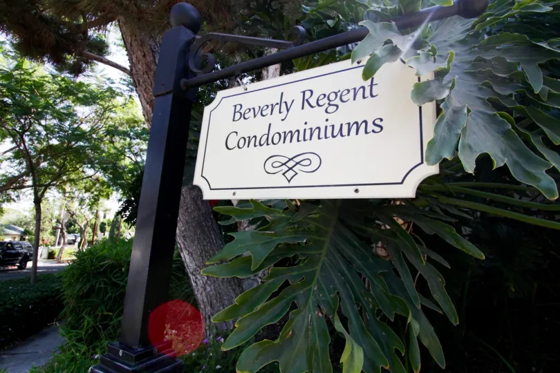 The sign welcoming people to the Beverly Regent in West Hollywood