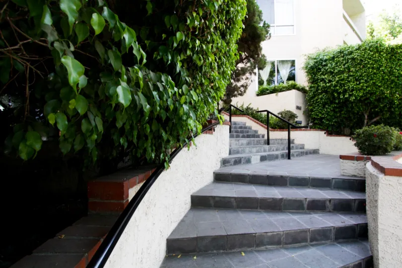 The landscaping seen throughout the Beverly Regent property in West Hollywood