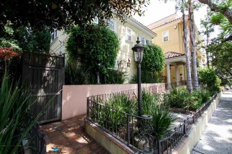 The landscaping around the Colonnade West