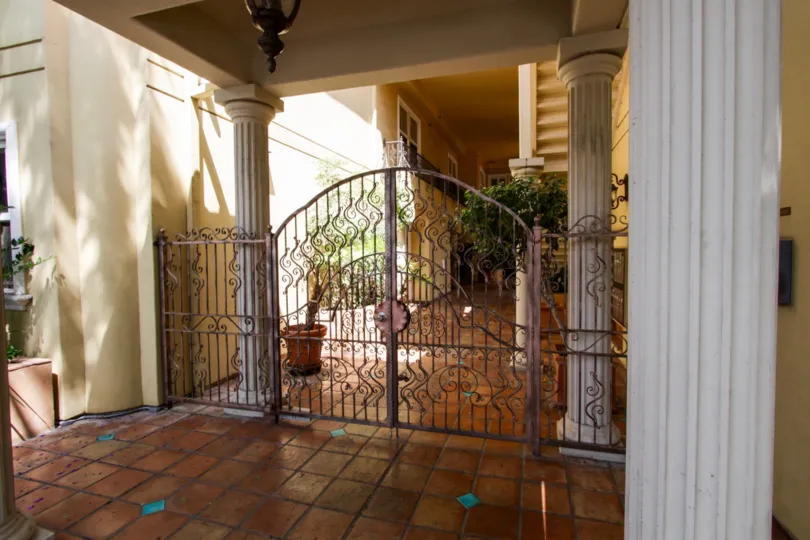 The gate for entrance into the Colonnade West