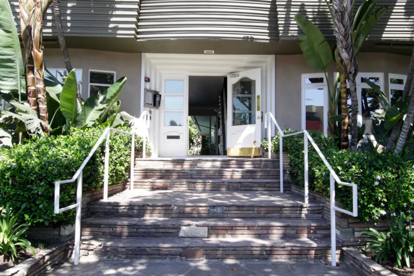 The doors entering into Crescent Heights Villas in West Hollywood