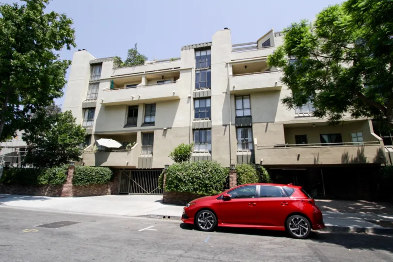 The parking garage for residents at Design Villas in West Hollywood