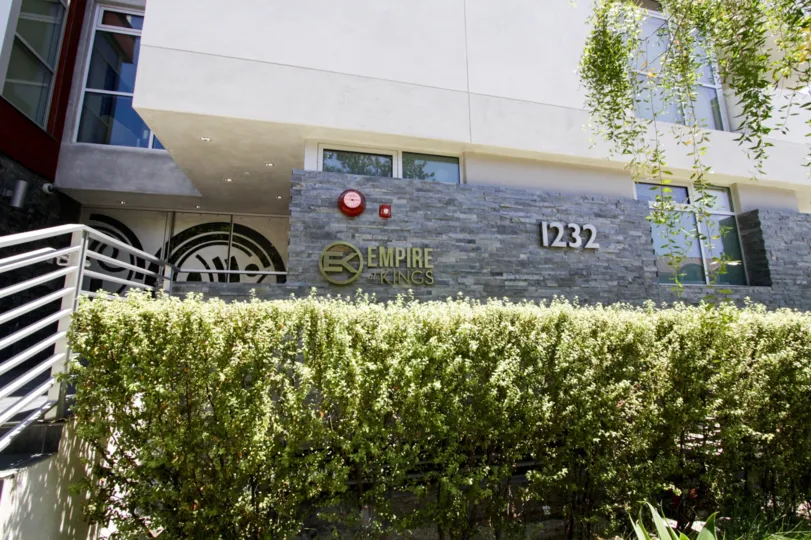 The Empire at Kings address written on the wall in West Hollywood