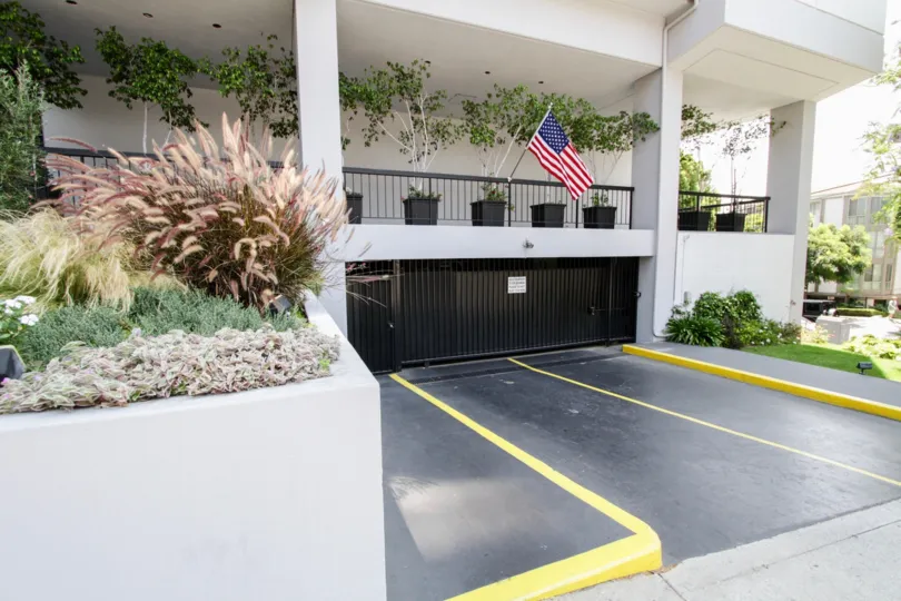 The parking for residents at the Empire West in West Hollywood