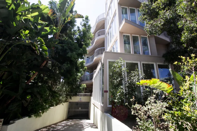 The driveway into the parking at Fountain Villas VIII