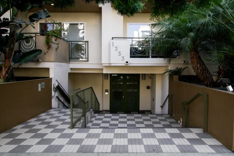 The entrance into Fuller Condominiums in West Hollywood
