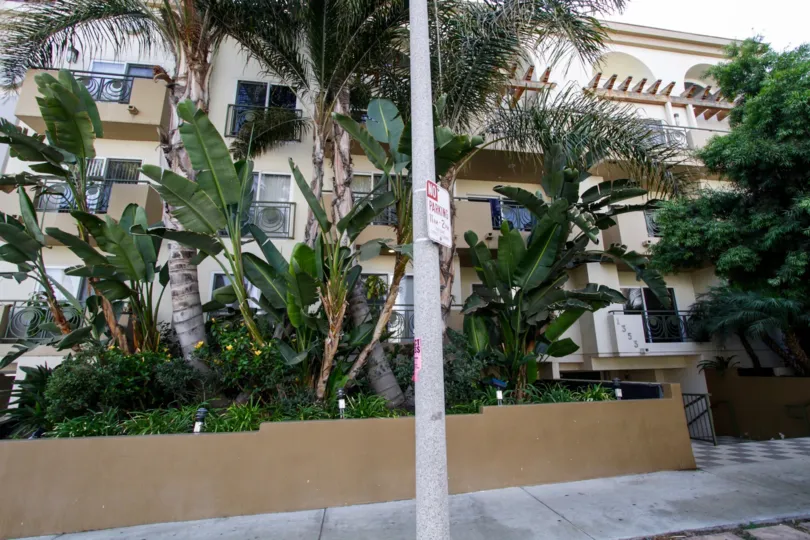 The landscaping around Fuller Condominiums