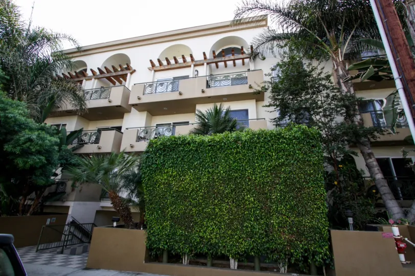 The hedges around Fuller Condominiums in West Hollywood
