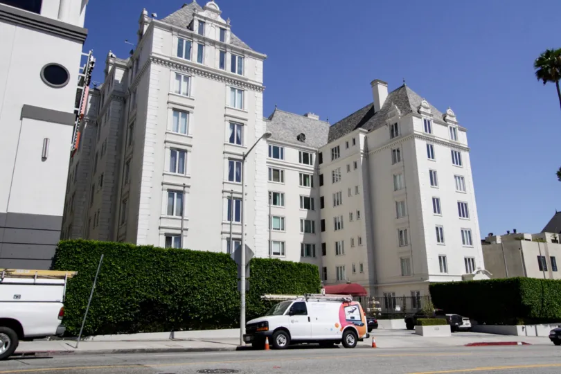 The hedges around the Granville Towers in West Hollywood