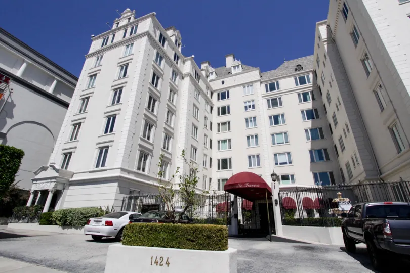 The entrance into the Granville Towers