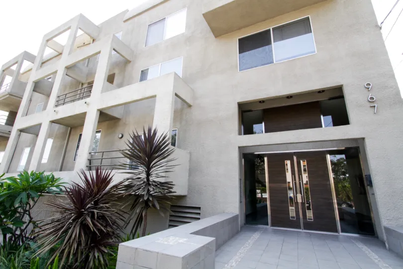The doors leading into the Hammond Condominiums in West Hollywood
