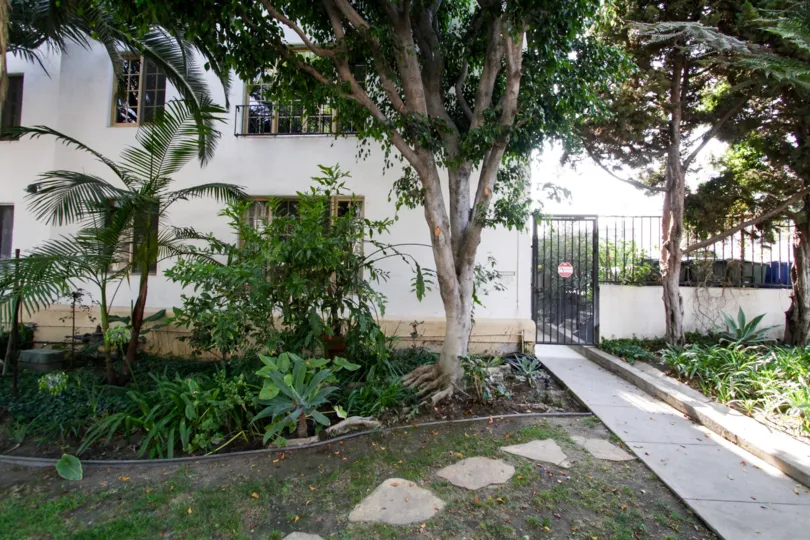 The sidewalk through Hayworth Gardens in West Hollywood
