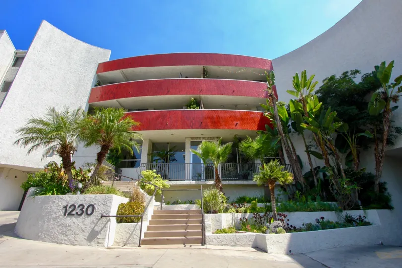 super cool noon shot of Horn Plaza, West Hollywood, California