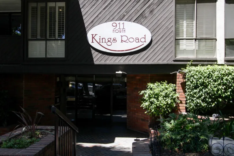The sign for Kings Point on the building in West Hollywood