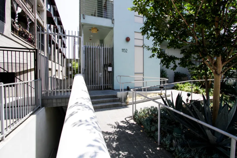 The side entrance into La Cienega Lofts