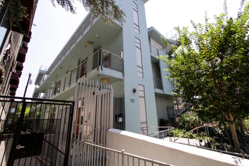 The sidewalk next to La Cienega Lofts in West Hollywood