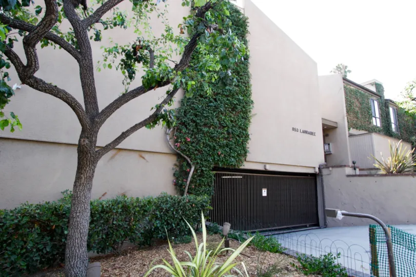 The entryway into Larrabee Townhomes in West Hollywood