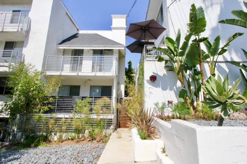 Larrabee Villas in West Hollywood, California with tropical plants and nice balconies.
