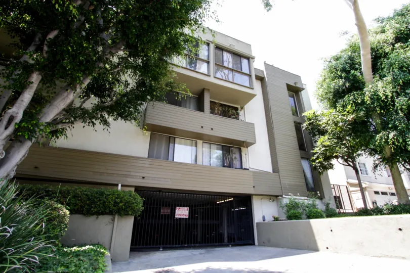 The parking for Olive Executive Townhomes in West Hollywood