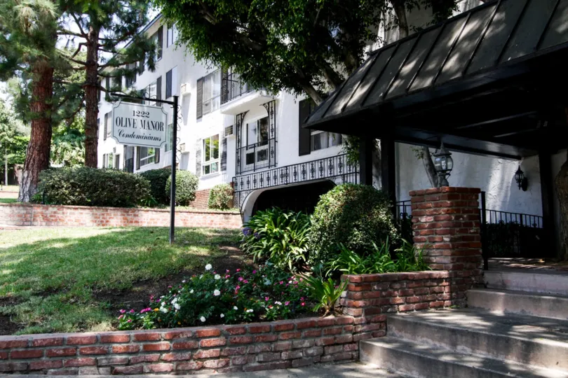 The landscaping around Olive Manor
