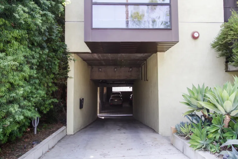The parking for Orange Grove Lofts in West Hollywood
