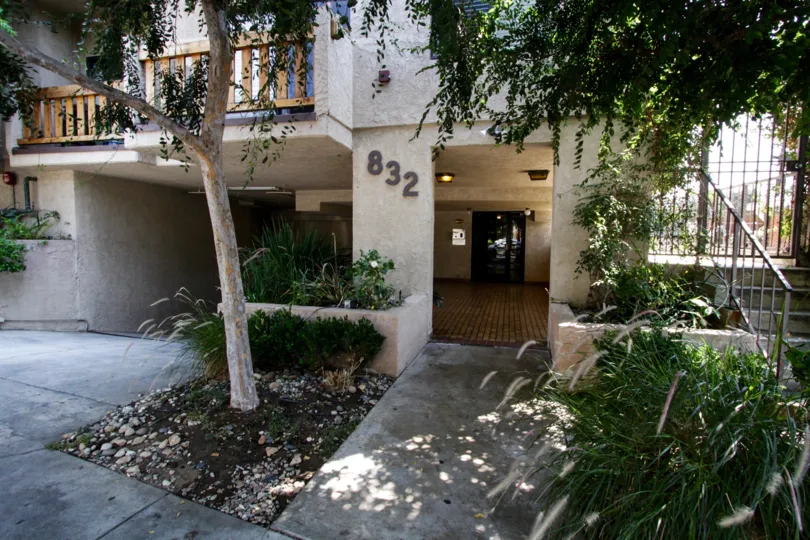 The address for Palm Terrace  written on the building